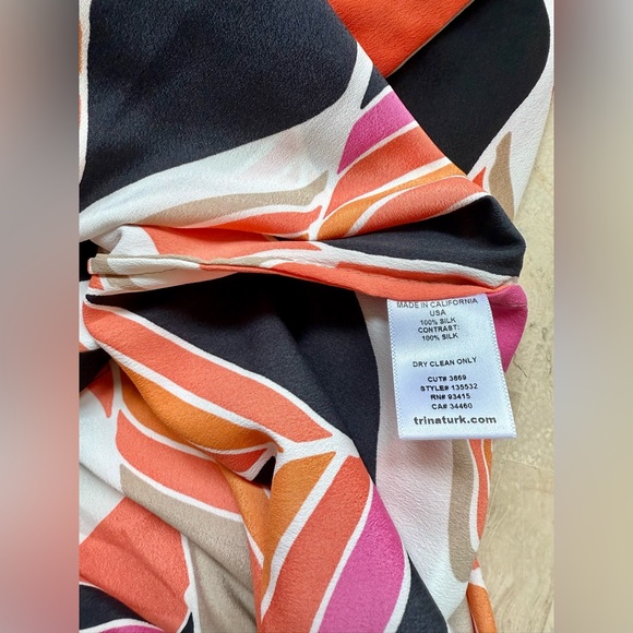 Trina Turk Women's 100% Silk Geometric Shirt Shift Dress Sz 10 Printed Colorful - Picture 6 of 8